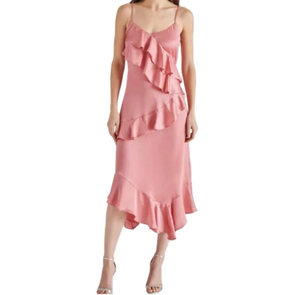 Steve Madden Christina ruffle Satin Dress Size M NWT